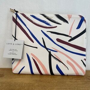 Love & Lore Indigo Tablet Clutch Case Pockets Multicoloured 11x9 - NEW